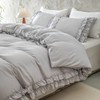 Bedorm Gray Duvet Cover Set Queen Ruffle Bedding Set Pleat