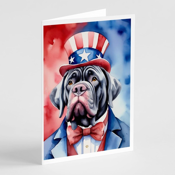 Caroline's Treasures Neapolitan Mastiff Patriotic American Greeting Cards Pack of