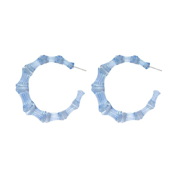 Acrylic Bamboo Hoop Earrings 80s 90s Large Transparent Hoops Earrings