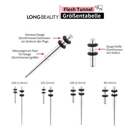 Longbeauty 14G-0G 8 Pairs / 2 Pairs Stainless Steel Ear Stretching Kit Ear Stretcher Set Piercing Tapers and Plugs Stretching Set Classic Silver Punk Expander