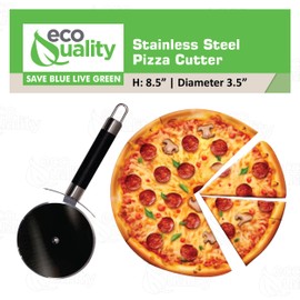 EcoQuality Stainless Steel Pizza Cutter Wheel with Sharp Blade for Cutting Pies, Pizza, Crusts Built in Finger Guard for Safety, Comfortable Grip, Dishwasher Safe - 8.5inch (10)