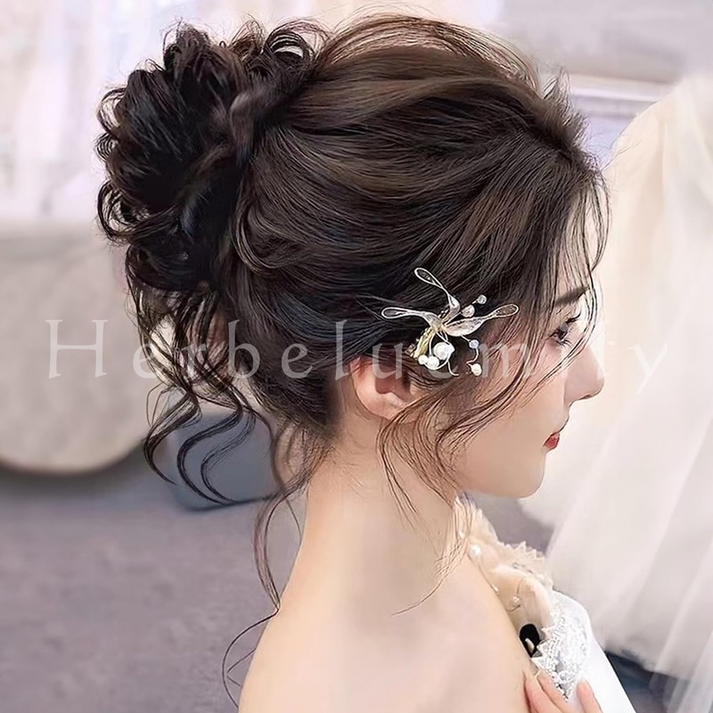 Herbeluemily Bun Wig, Extension, Long Partial Wig, Wave, Elegant, Volume,