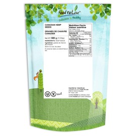Food to Live Canadian Hemp Seeds, 1.5 Pounds – Raw Hearts, Hulled, Shelled, Kosher, Bulk, Vegan Superfood, Keto and Paleo Friendly, Rich in Protein, Omegas 3 & 6, and Manganese, Great for Yogurts
