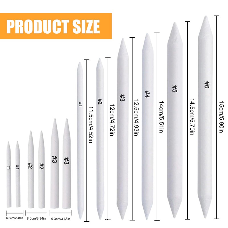 12 Pcs Blending Stumps and Tortillions, Art Blending Pencils Tools,