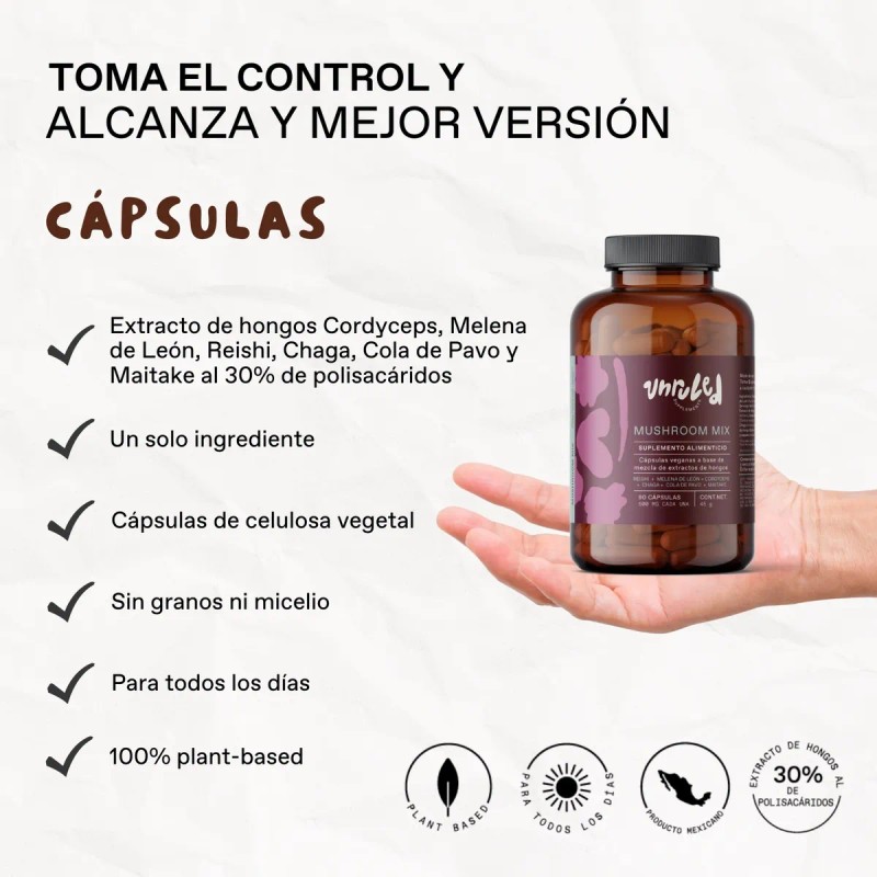 Mushroom Mix Natural Mezcla De Hongos Adaptógenos 90 Caps.