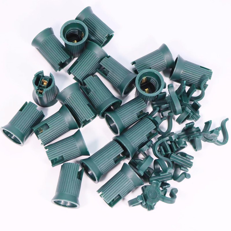 Encoidoz 100PCS C7 E12 Replacement Bulb Sockets, C7 Green Socket