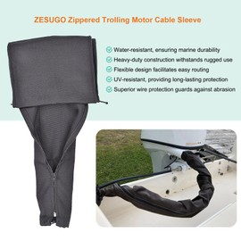 Zesugo 48-Inch Trolling Motor Cable Sleeve, Black Zippered Rigging Organizer and Protector (2-Pack)