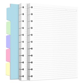 Discbound Refill Paper, Disc Paper Refill for Note-Taking System Discbound Planner Inserts with 240 Pages, 5 Sheets Dividers,White Paper Refill, Letter Size 8.5" x 11 "