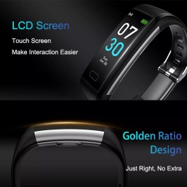 Jawploy S5 Medium Black Wearable Fitness Tracker Health Monitor Activity Remi...