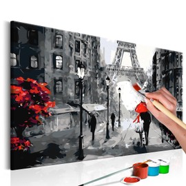 murando - Painting by Numbers Romantic Paris 60 x 40 cm Painting Set with Wooden Frame on Canvas for Adults Children Painting Hand Painted Kit DIY Gift Decoration n-A-0225-d-a