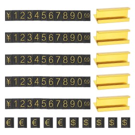 PATIKIL Price Cube Display Price Blocks Adjustable Removable Number Price Stand Gold Tone Counter Price Display for Retail Gold Tone on Black, Hundred Digit, 5 Set