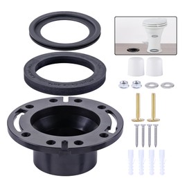 RV Toilet Seal and 3 Inch Socket RV Toilet Flange Kit, Designed for RV 300/310/320 RV Toilets, Replaces 385345892 Flange and 385311658 Flush Seal and 385311652 RV Toilet Seal, 3 in 1 Combo Kit - Black