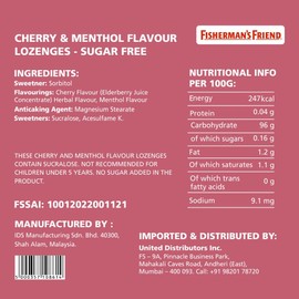 Fisherman's Friend Zuckerfreier Mund-Lufterfrischer – Kirsche – beruhigende und kühle Lutschtabletten 25 g