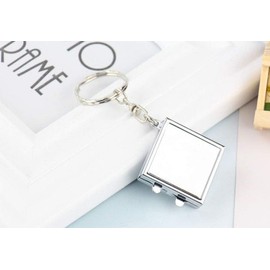 PurYupearl 4 Pcs Square Metal Portable Folding Mirror Compact Mirror Keychain Travel Pocket Mirror Mini Makeup Mirror with Key Ring Square Compact and Travel Mirrors Mirrors