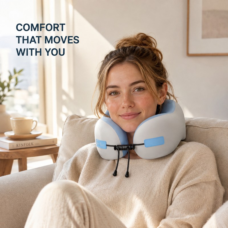 U-Shaped Memory Foam Neck Pillow – Travel Pillow for Airplane,