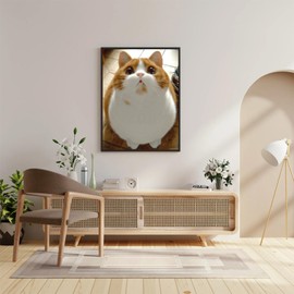 Orange and White Cat Diamond Painting for Adults, Cute Animals Diamond Painting Kit for Beginners Colorful 5D DIY Diamond Painting Art for Home Wall Decor 12x16 INCH
