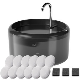 Cat Water Fountain for Cats Inside: Pet Water Fountain - Auto Cat Drinking Fountain - Faucet Kitty Water Dispenser with LED Light - Silent Water Bowls for Small Animal - 2.4L Waterer with 9 Filters