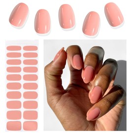 Kalolary Semi Cured Gel Nail Stickers, Pink Gel Nail Strips Long Lasting Gel Strips for Nails UV Gel Nail Stickers with Nail File & Wooden Stick for Women Manicure
