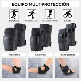 Garselay Juego de Rodilleras, Rodillera Codera Muñequera 6 en 1 Set, Juego de Rodilleras Coderas y Muñequeras, Adecuado para Bicicleta Patinaje Ciclismo Monopatín y Deportes Extremos - （M）