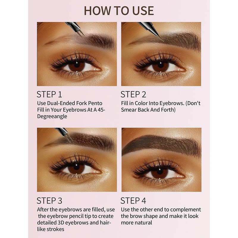 Dual-Ended Eyebrow Pencil - Waterproof, Ultra Fine With Two Micro-Fork