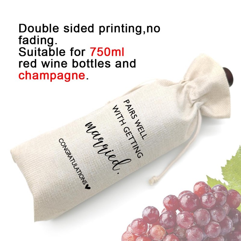 Wedding Wine Bag, Engagement Gift, Pairs well with getting married,