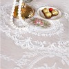 Vintage White Lace Tablecloth with Flowers, Embroidered Ruffles Square Table