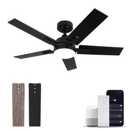 VIOSSN 42 Inch Ceiling Fan, Smart Ceiling Fan with Remote/APP, Black Ceiling Fan with 6-Speeds Reversible Motor, Alexa Ceiling Fan with 5 Two-sided Blades Dimmable Noiseless for Indoor Bedroom/Outdoor