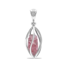 Starborn Raw Sterling Silver Cage Pendant, Sterling Silver Gemstone, rhodonite
