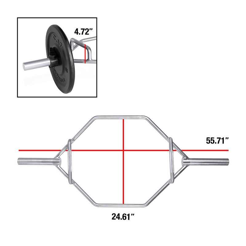CAP Barbell Olympic Trap Bar, Shrug Bar, High Hex Bar