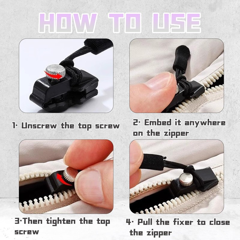 12pcs Zip Repair Kit, Universal Zipper Fixer, Instant Zipper Pull