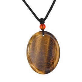 Dckazz Worry Stone Necklace Tiger Eye Healing Crystals Pendant Fidget Necklace for Women Chakras Healing Stone Thumb Worry Jewelry, Medium, Resin, No Gemstone