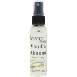 Vanilla Almond Linen Spray (Double Strength), 2 ounces - Eclectic Lady Sheet and Linen Spray - No Artificial Colors, Parabens, or Preservatives - Long-Lasting Scent for Bed, Fabric & Pillow