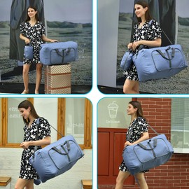 Felipe Varela 150L Duffle Bag with Shoes Compartment, Foldable Waterproof Travel Duffel Bags Duffle Overnight Weekend Travel Gym Bag for Men Women(Blue)