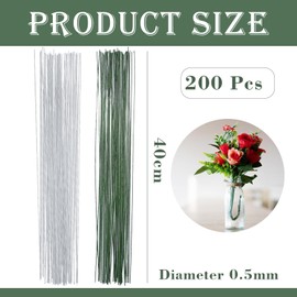 POPOYU 200Pcs Florist Wire,Flower Wire Stems,Floristry Wires for Wreath Making,Florist Flexible Wires,BouquetWire Craft WireFlorist for Flower Stub Stem Handmade DIY CraftFlower Arranging Supplies