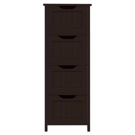 Topeakmart Bathroom Floor Cabinet, Free Standing Storage Organizer with 4 Drawers, Hallway Entryway Storage Cabinet, Espresso