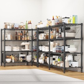 Homdox Heavy Duty Storage Shelves, 4 Tier Wire Shelving Unit, Adjustable Metal Shelves for Storage, Garage Rack Pantry Shelves Kitchen Shelving, 18"x72"x60", Black