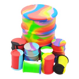 KUVIS 500ml Large Wax Silicone Containers with 11ml 26ml Barrel Shape Non-stick Food Storage Jars (9pcs)