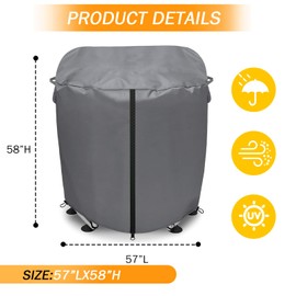 Outdoor Kids Trampoline Cover for 55" Kids Trampoline 100% Waterproof UV-Resistant Heavy Duty Round Trampoline Covers,57" Dia x 58" H,Outdoor Toddler Trampolines Winter Protect Cover,Grey