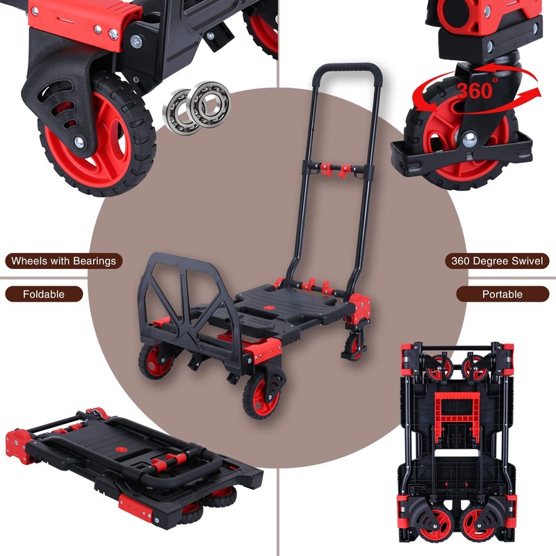 2-in-1 Folding Hand Truck Dolly 330LB Load Carrying,Hand Truck Foldable