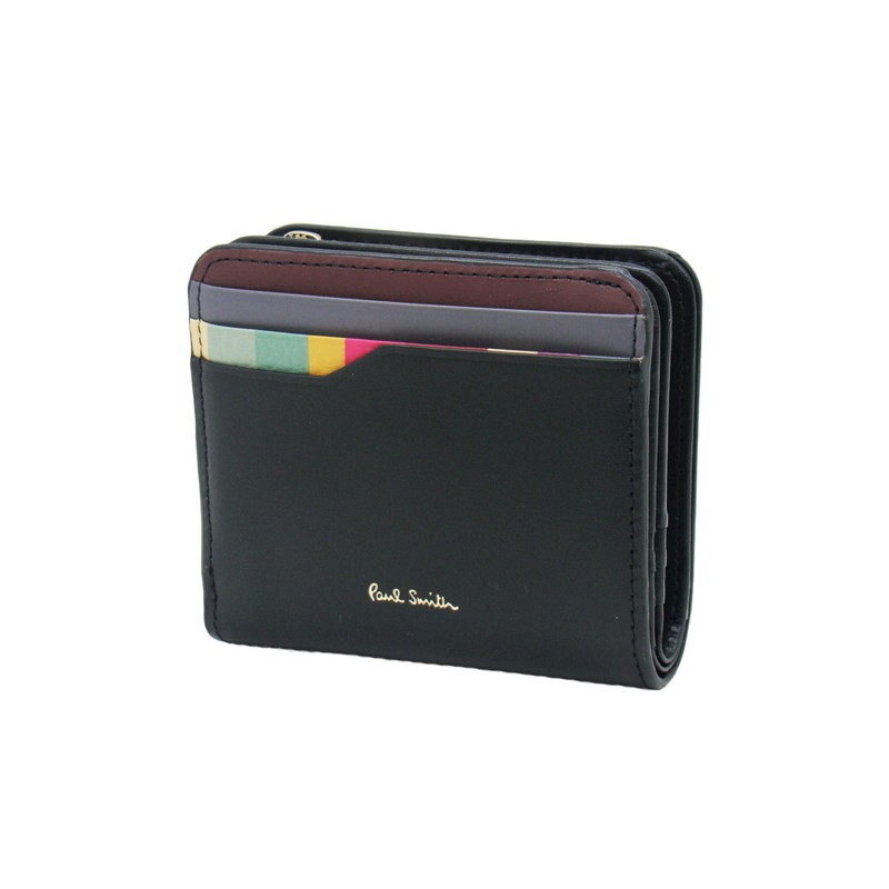 Paul Smith Swirl Stripe Slots Women's Bi-Fold Wallet, Black, Black
