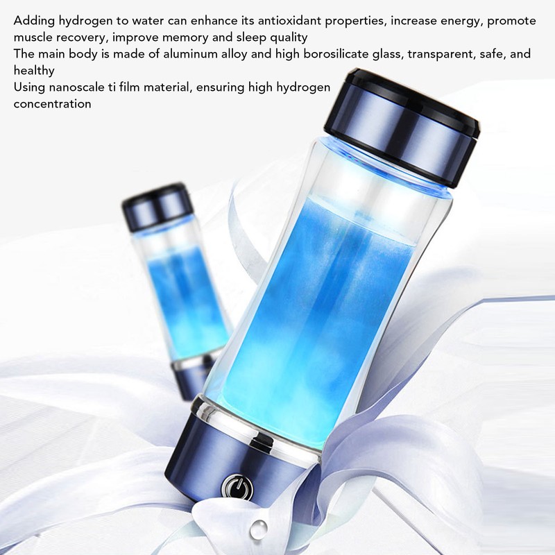 Hydrogen Water Bottle 420ml 3 Minute Rapid Electrolysis Hydrogen Rich