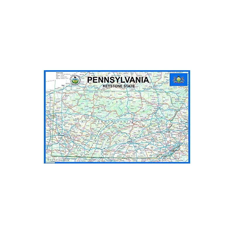 Tiger Moon Pennsylvania State Map - 22.5 x 14.4 Inches,