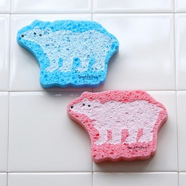 Econfort House Cellulose Sponge, White Bear, 2 Pieces, Natural Scandinavian