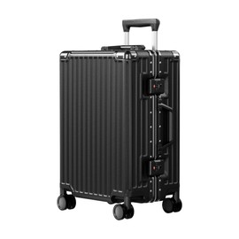 AnyZip Carry On Luggage PC+ABS Aluminum Frame Zipperless Luggage Hard Shell Suitcase with TSA Lock Double Spinner Wheels 20 Inch Black