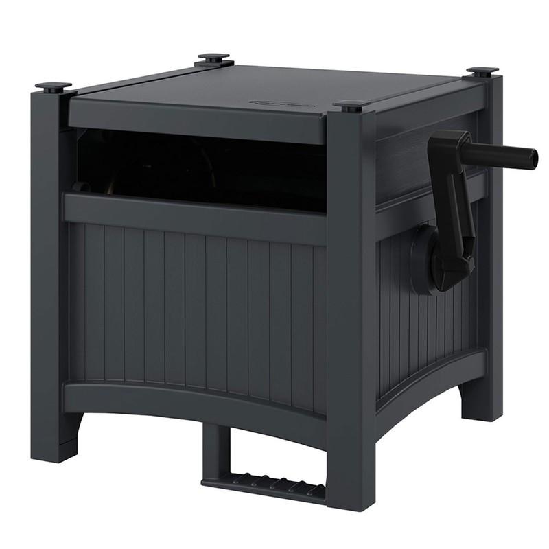 Suncast Garden Hose Hideaway Storage Reel Box, Cyberspace Grey –