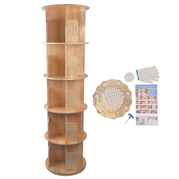 OE QUALITY Rotating Bookshelf 360 Degrees 5 Tier Stackable Solid