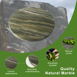 Koville Green Marble Pastry Board Cutting Boards for Kitchen Countertop, 16 Inch Round Marble Cuting Board Cheese Board Charcuterie Boards for Decor, Stone Slab for Kitchen Counter