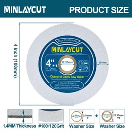 MINLAYCUT Diamond Glass Cutting Disc - 3pcs 4 inch/100mm Saw Blades for Cutting Glass Jade Crystal Wine Bottle for Angle Grinder Arbor 7/8'' x 4/5'' x 5/8''