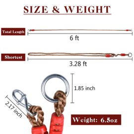 2pcs/Pack Tree Swing Ropes Hammock Hanging Strap Adjustable Nylon Rope with 2 Carabiners Indoor Outdoor Hammock Swinging Chair Straps for Replacement for Yoga Boxing Holds Up to 1200 Lbs, Length 6 ft