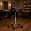 Salon Saddle Stool Synthetic Leather Black Ha Ha Feet Commercial